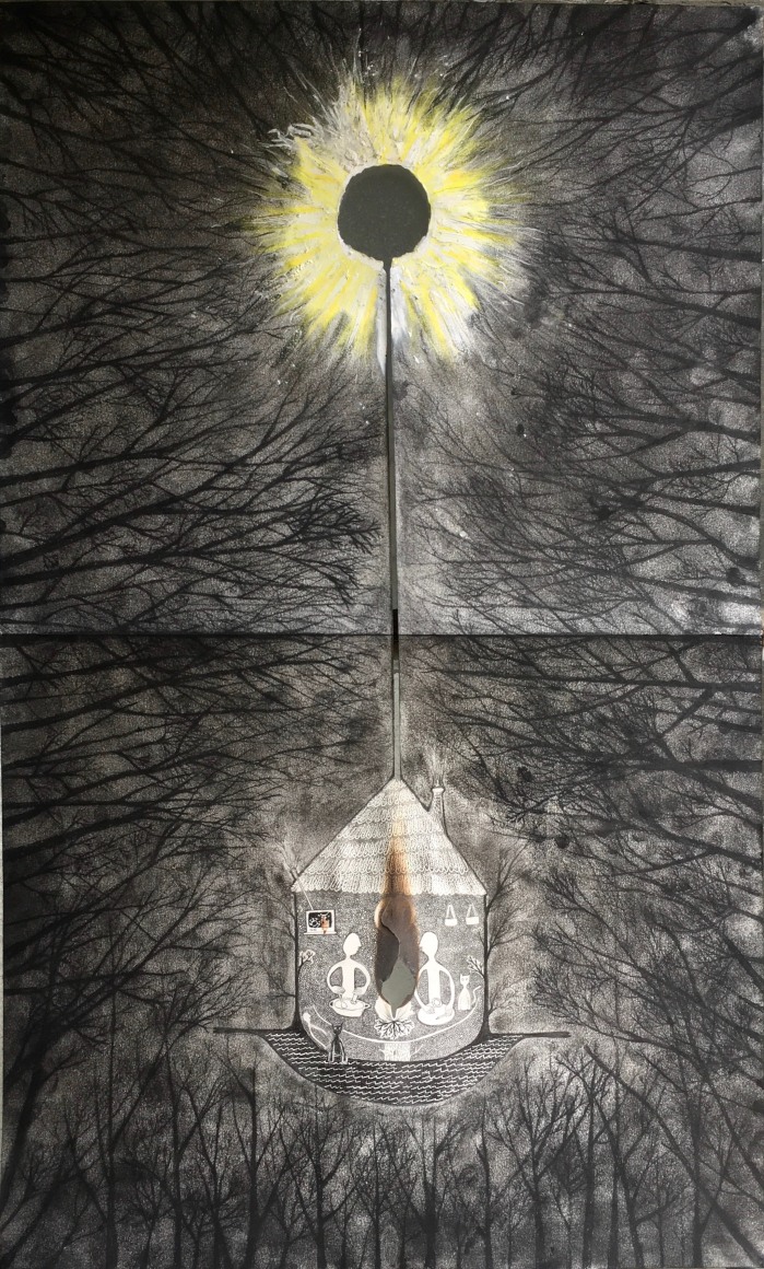 Untitled, 2020 Charcoal, graphite, oil pastel, artist finger oils on drawing paper