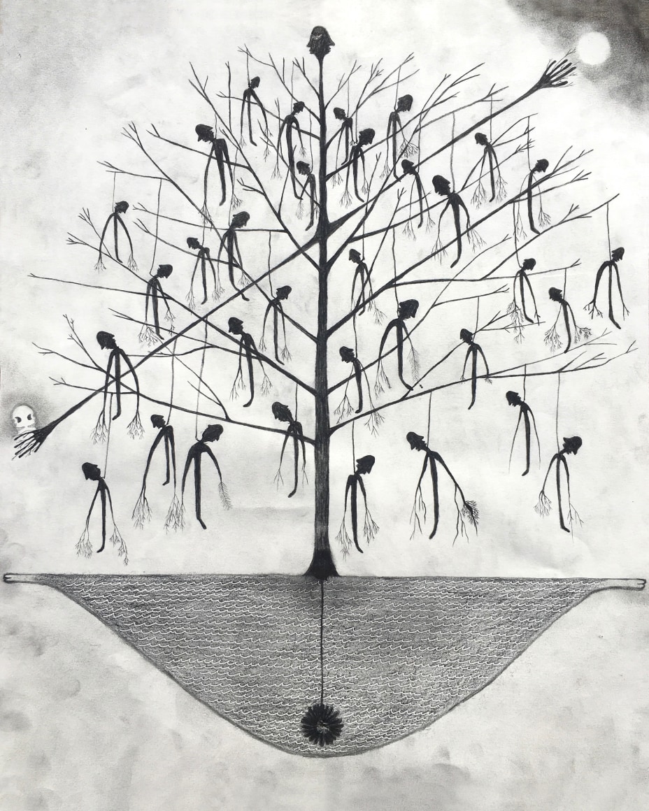 Untitled, 2020 Charcoal, graphite, oil pastel, artist finger oils on drawing paper