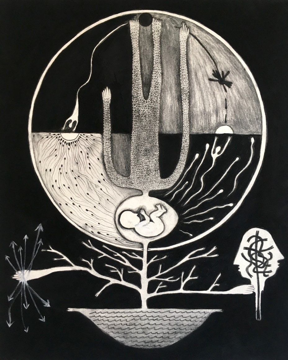 Untitled, 2020 Charcoal, graphite, oil pastel, artist finger oils on drawing paper