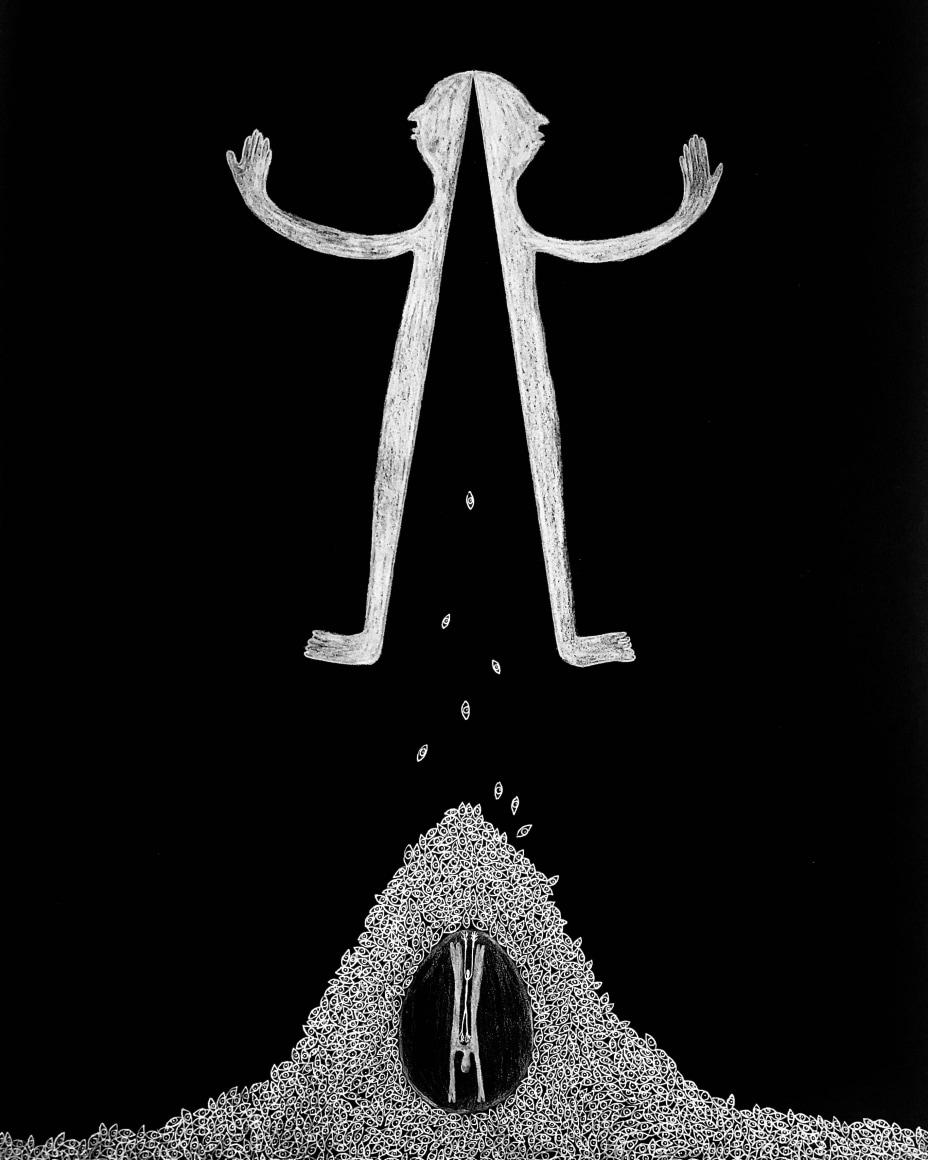 Untitled, 2020 Charcoal, graphite, oil pastel, artist finger oils on drawing paper