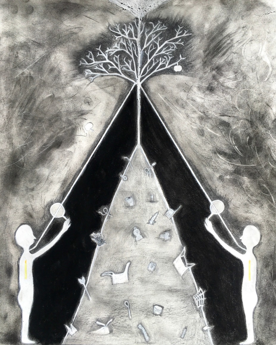 Untitled, 2020 Charcoal, graphite, oil pastel, artist finger oils on drawing paper