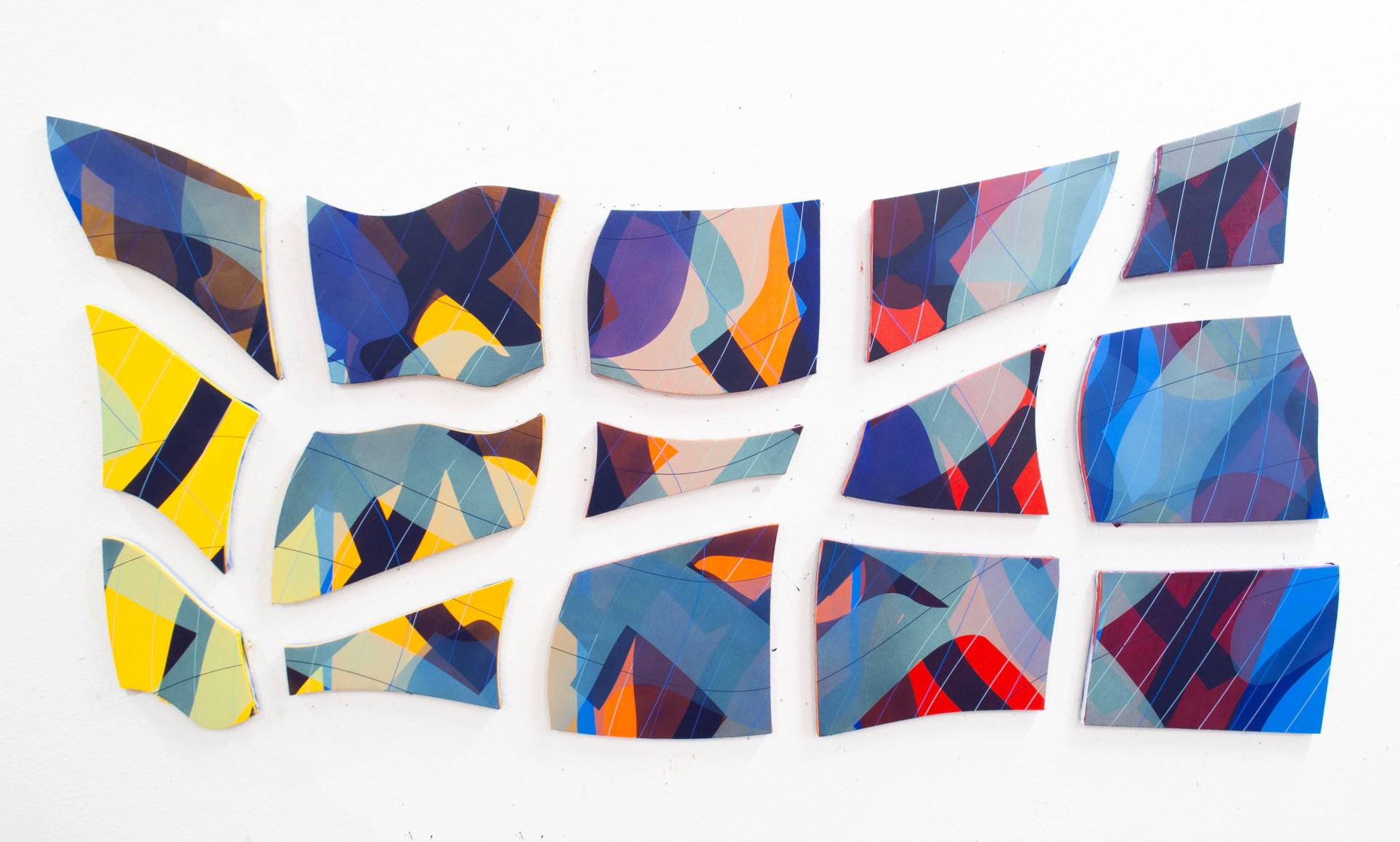 Timothy Harding, Polyptych in 15 parts from Yellow to Deep Crimson, 2025