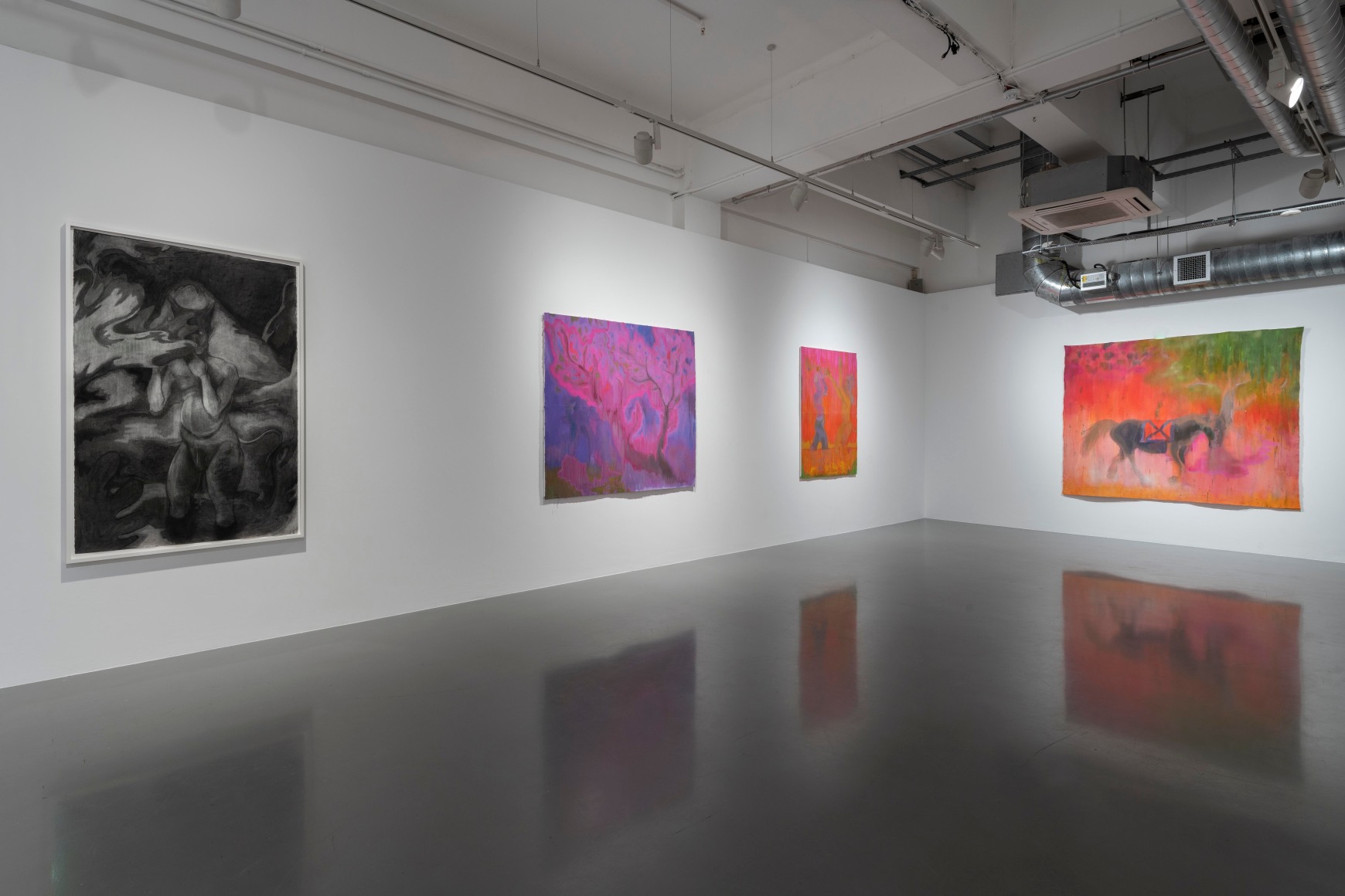 Installation View, Westward Shrinking Hours