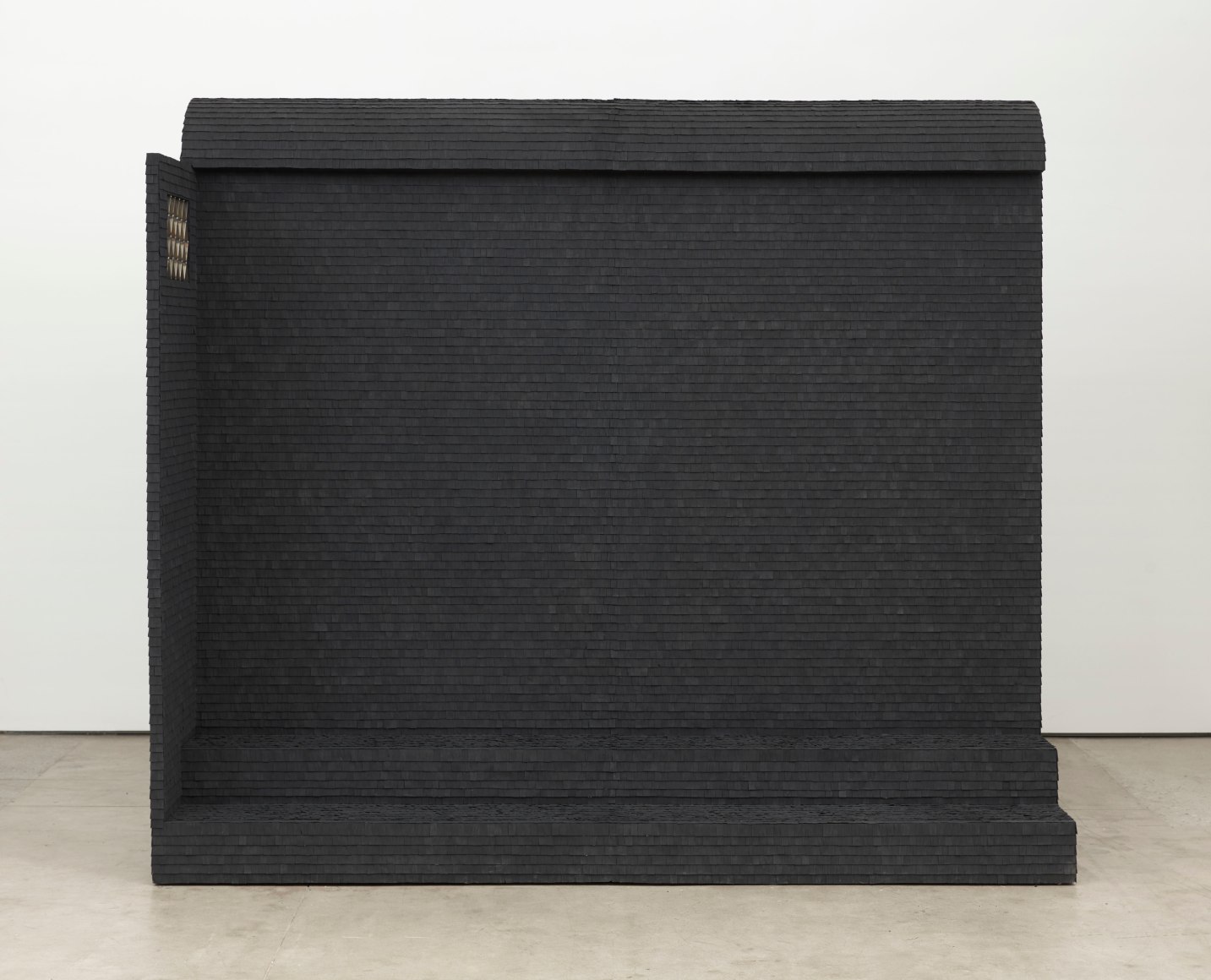 Unlucky house that I uncurse, 2020, Wood, graphite, shingles, acrylic, steel