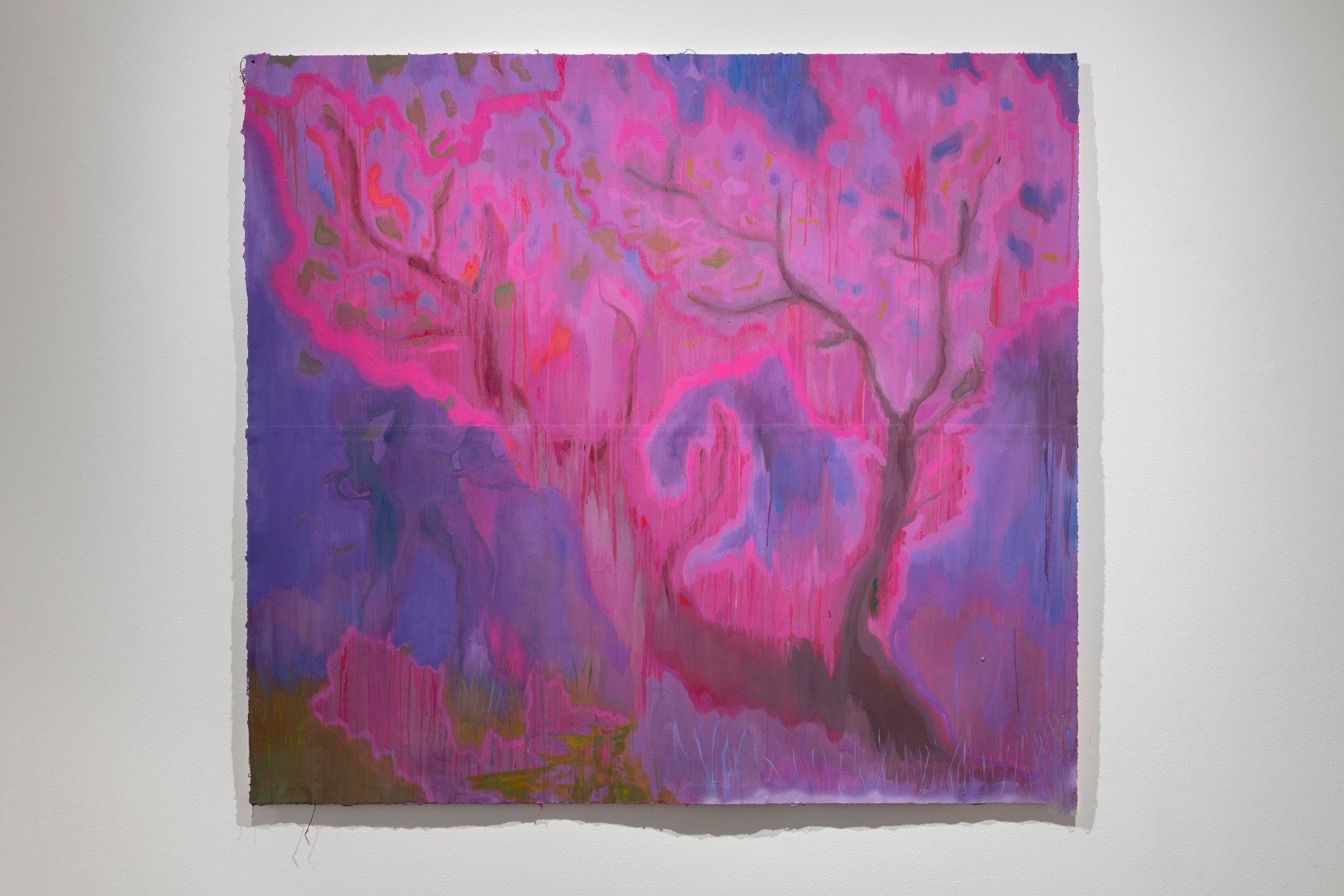 The Murderous Cool Down Rhythms That Snuck Through The Air During The Eleventh Hour in The Valley of The Rocks, 2019, Oil, acrylic, spray paint and watercolor pencil on tiled sheets of paper glued to canvas