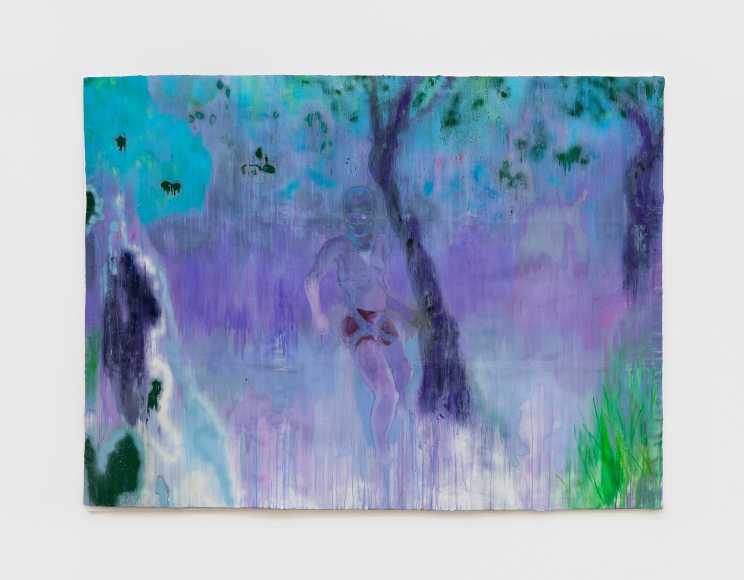 The Aftermath of the Night Air in the Valley of the Rocks, 2019, Acrylic, spray paint, and watercolor pencil on tiled sheets of paper glued to canvas