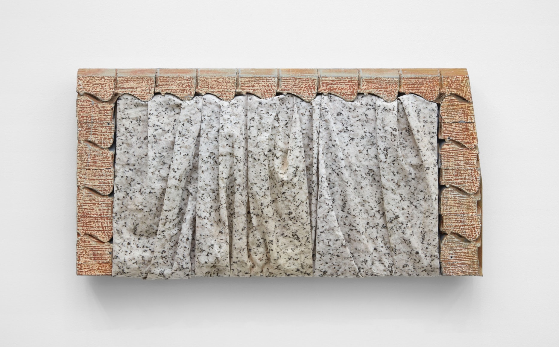 IN BED BUT AWAKE!, 2019, Wood, plaster, grease pencil, acrylic, fabric on panel