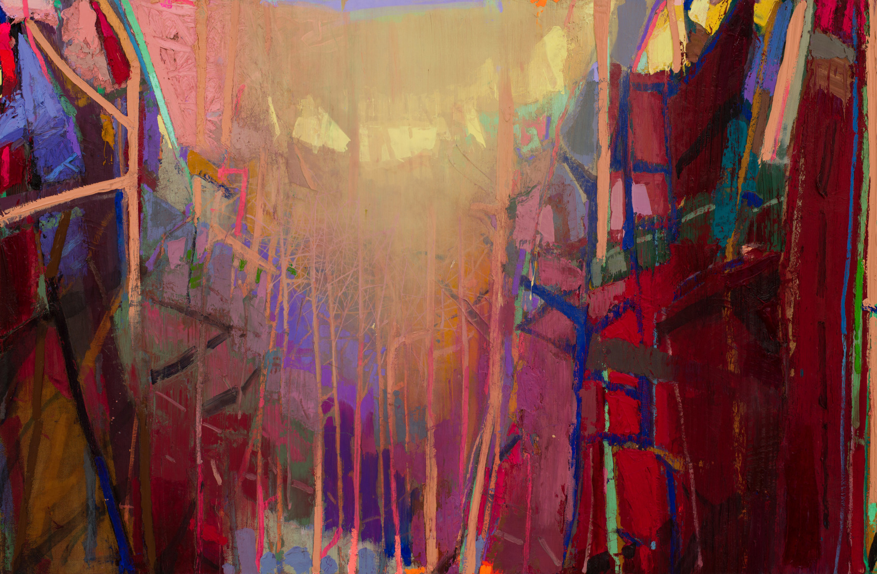 Brian Rutenberg, Banner of the Coast (Pecan Trees), 2021-22, oil on linen, 36 x 55 inches