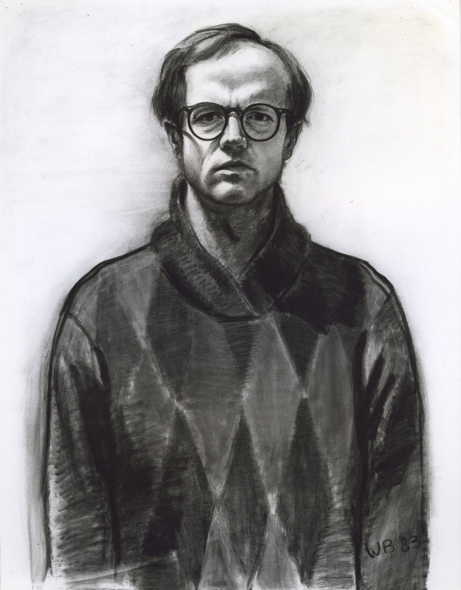 Self Portrait #1 (glasses), 1983, charcoal on paper, 42 1/2 x 33 1/2 inches