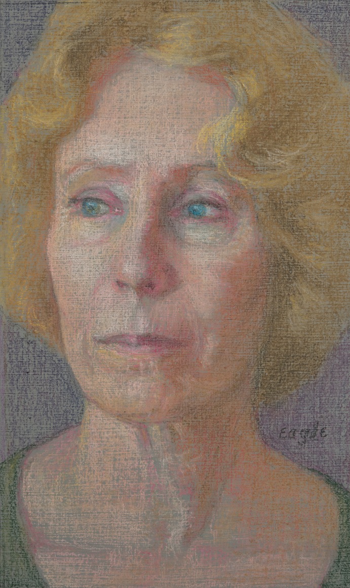 Ellen Eagle, Portrait of Alexandra Tyng, 2018, pastel on pumice board, 7 1/4 x 4 1/4 inches