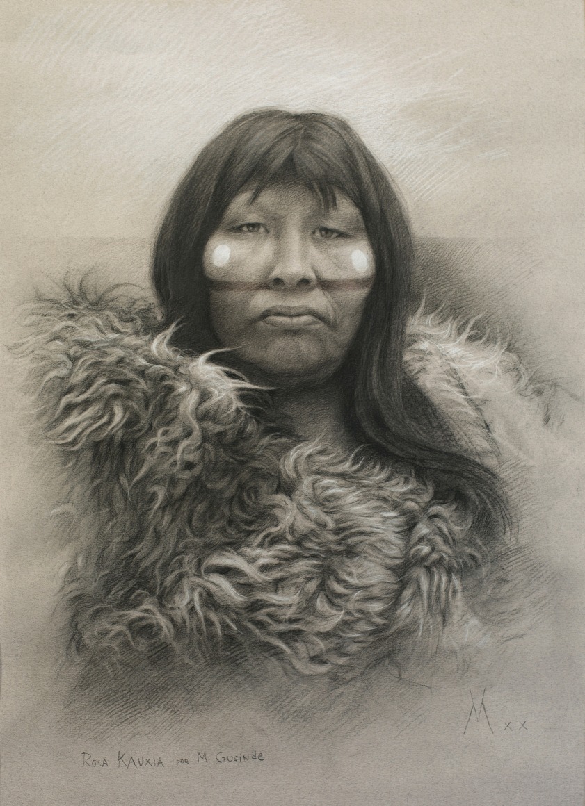 Guillermo Muñoz Vera, Selk’nam Woman (Rosa Kauxia), 2020, Conté pencil and graphite on Canson paper, 24 3/8 x 17 3/4 inches