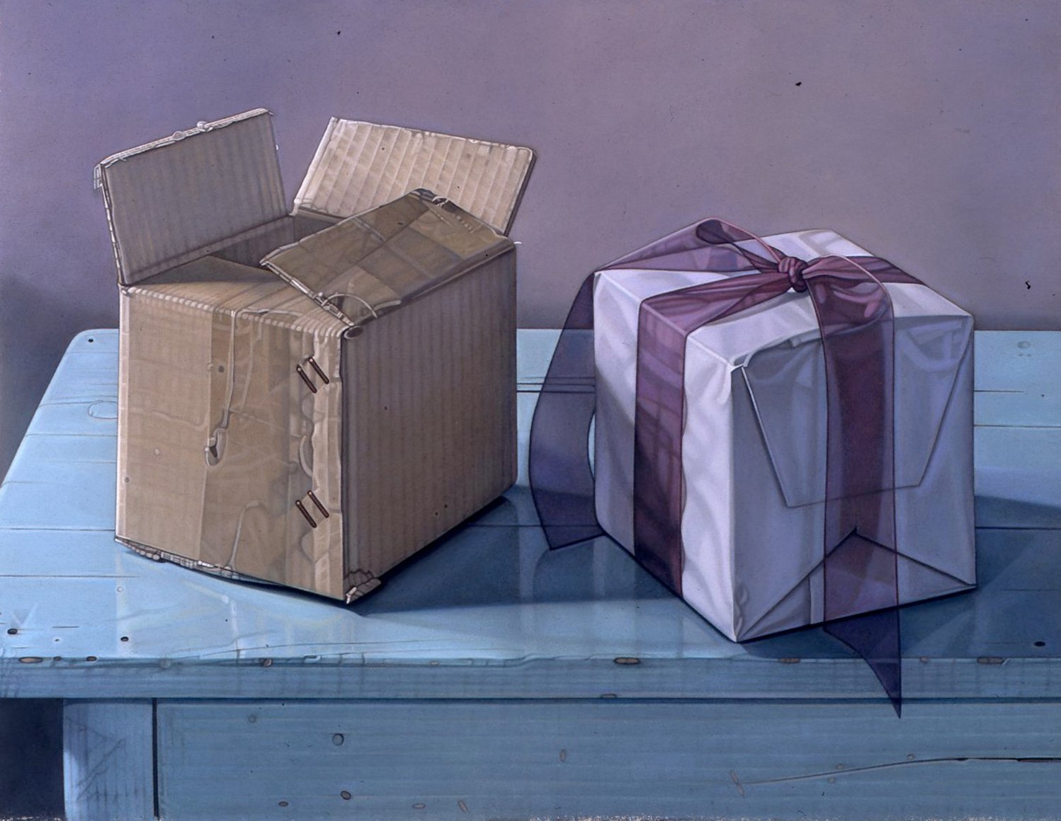 Jane Lund, Two Boxes, 2004, pastel on paper, 16 x 21 inches