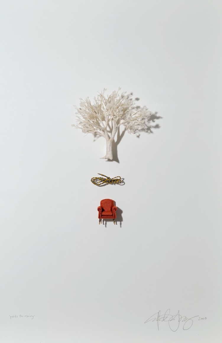 Cybèle Young, Parts for a Swing, 2008, Japanese paper construction, 20 3/4 x 16 1/2 x 3 1/4 inches