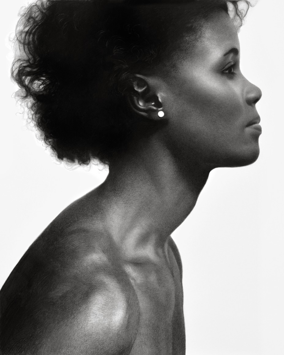 Clio Newton, Jules, 2019, compressed charcoal on paper, 66 1/2 x 53 1/2 inches