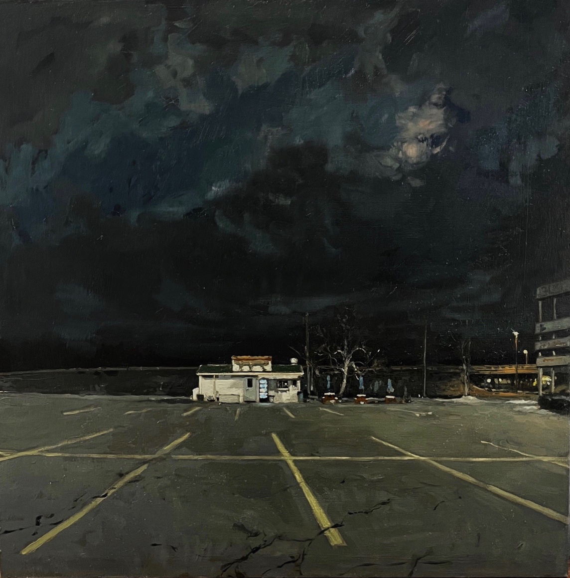 Linden Frederick, Night Stand (study), 2020, oil on panel, 11 x 11 inches