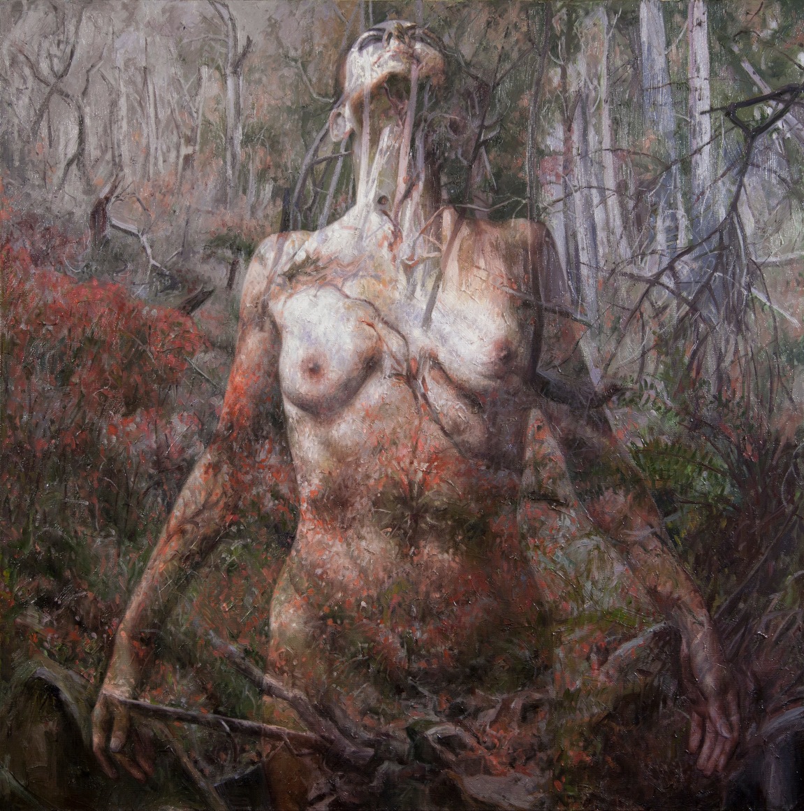 alyssa monks, Stay, 2017, oil on linen, 40 x 40 inches