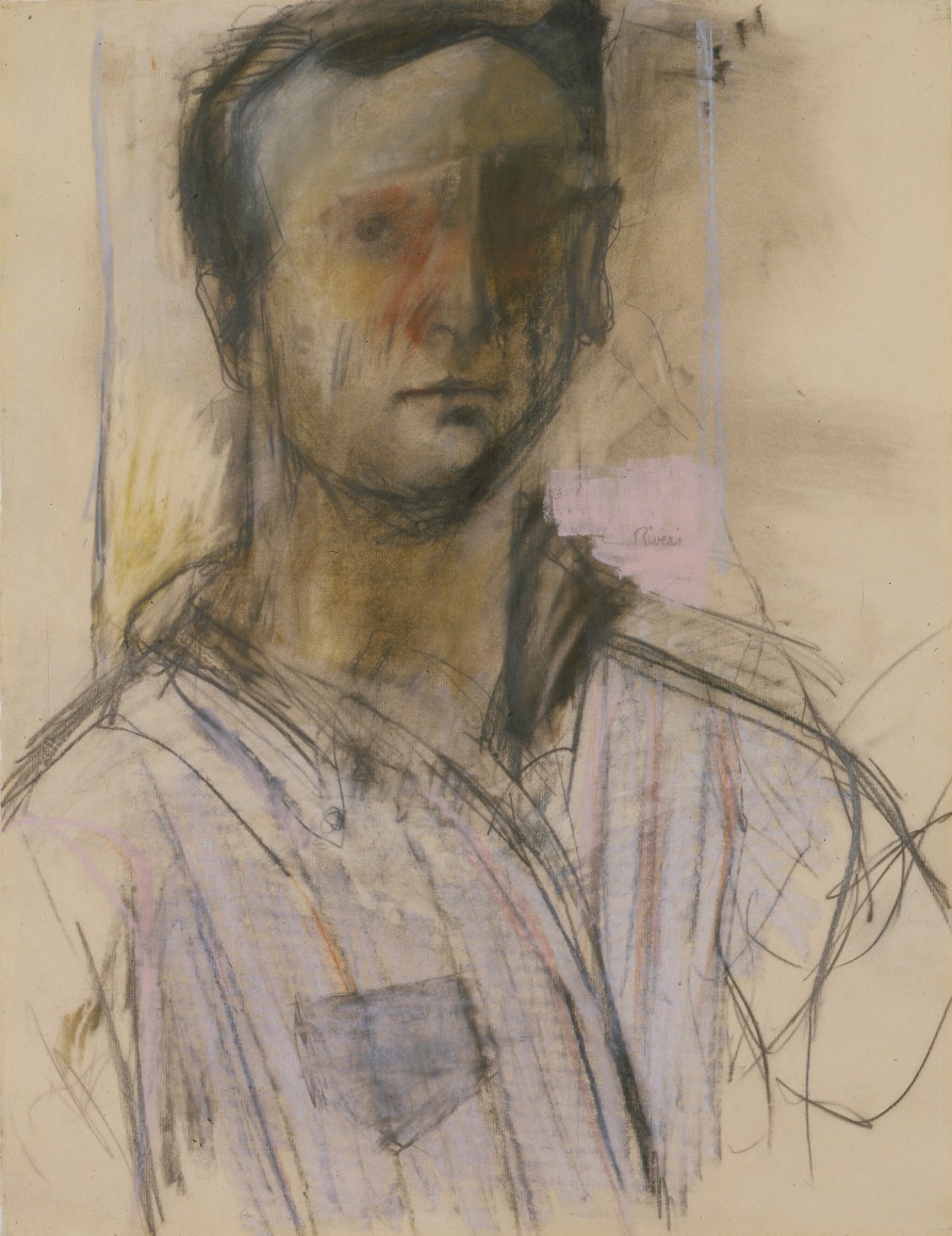 Larry Rivers, Self Portrait, 1953, charcoal, pastel and graphite on paper, 24 3/4 x 19 inches