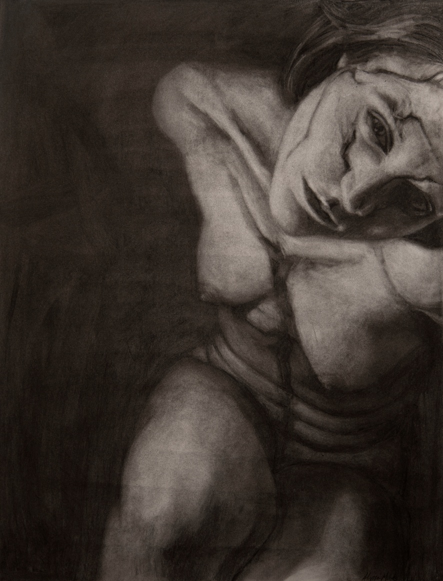 alyssa monks, Origin, 2016, charcoal on paper, 24 x 19 inches