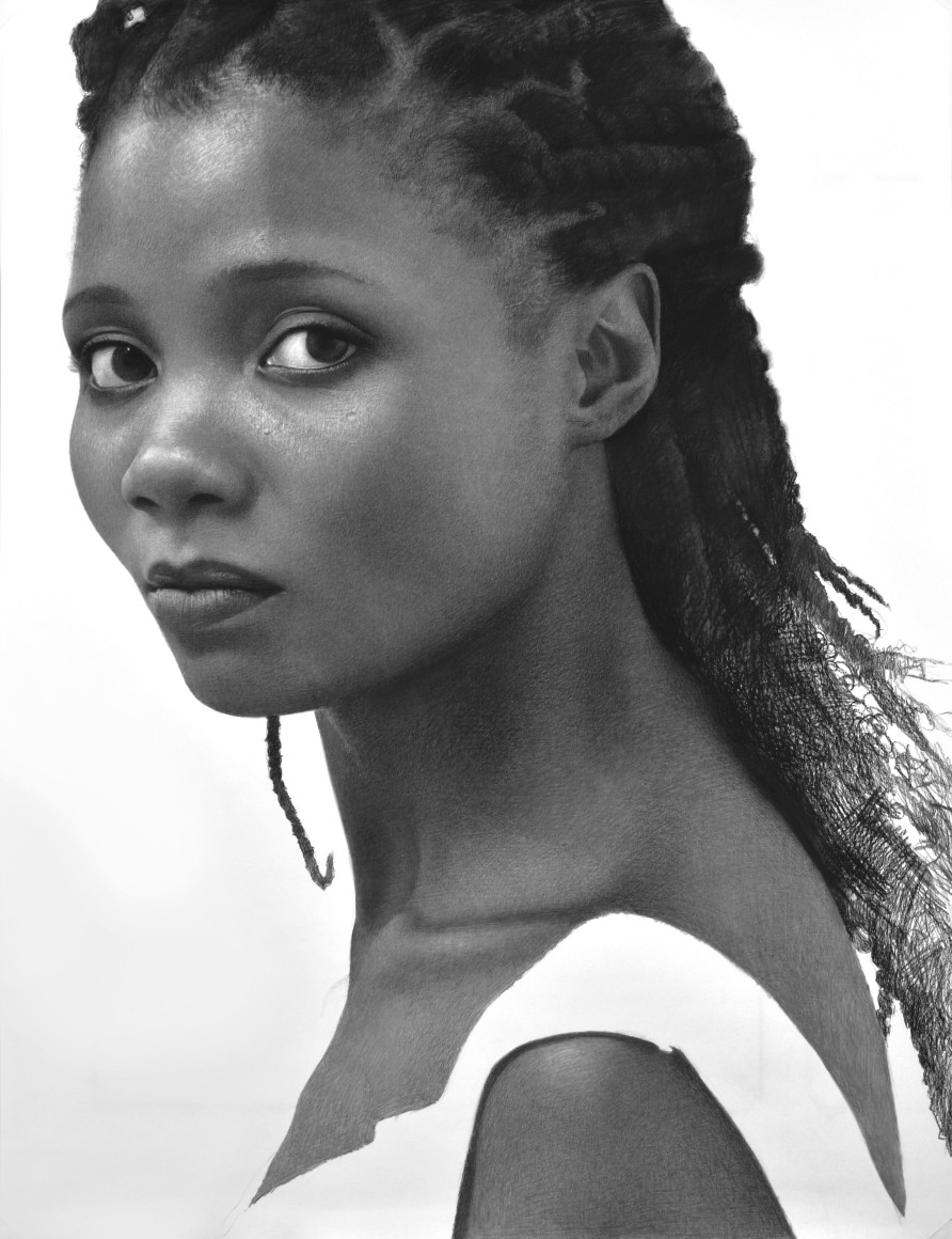 Clio Newton Sarah (SOLD), 2018, compressed charcoal on paper, 53 x 40 inches