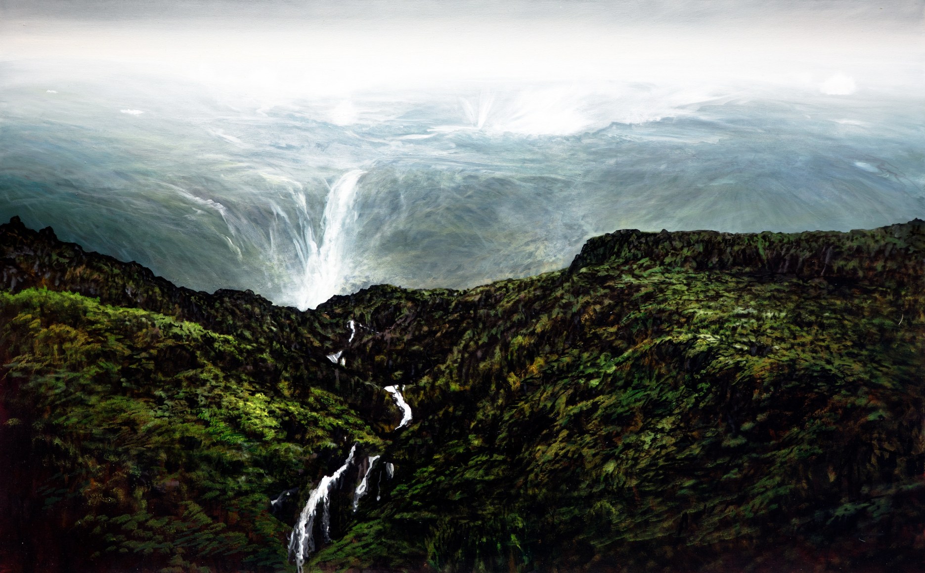 Tula Telfair, Strategies of Disjunction, 2025, oil on canvas, 50 x 80 inches