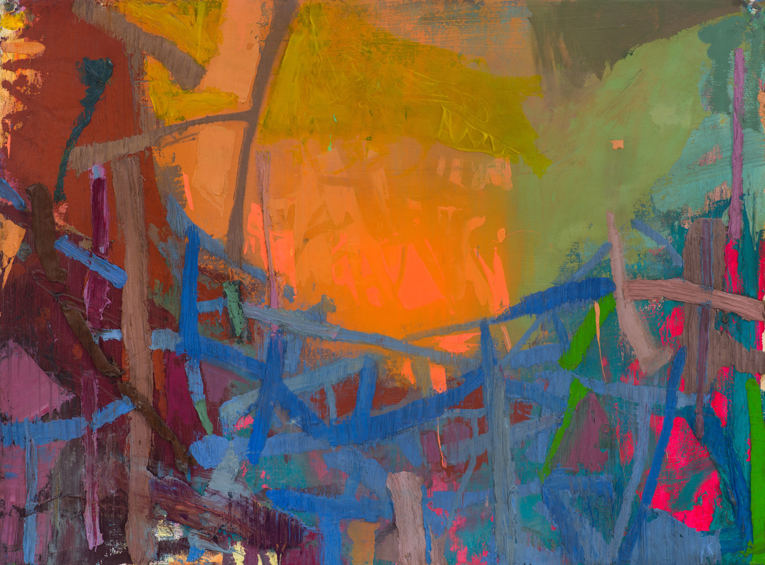 Brian Rutenberg, River Diver, 2021-22, oil on paper, 22 1/2 x 30 inches