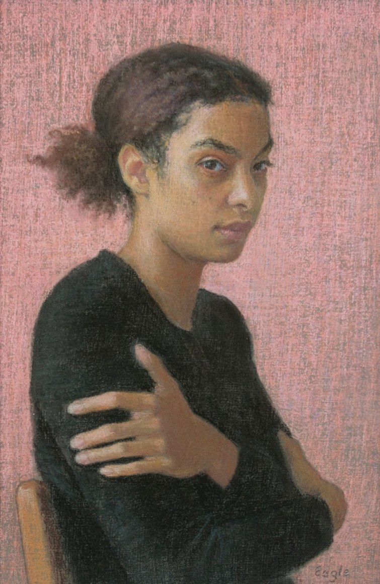 Ellen Eagle Pigeon Glancing, 2011, pastel on pumice board, 9 11/16 x 6 3/8 inches