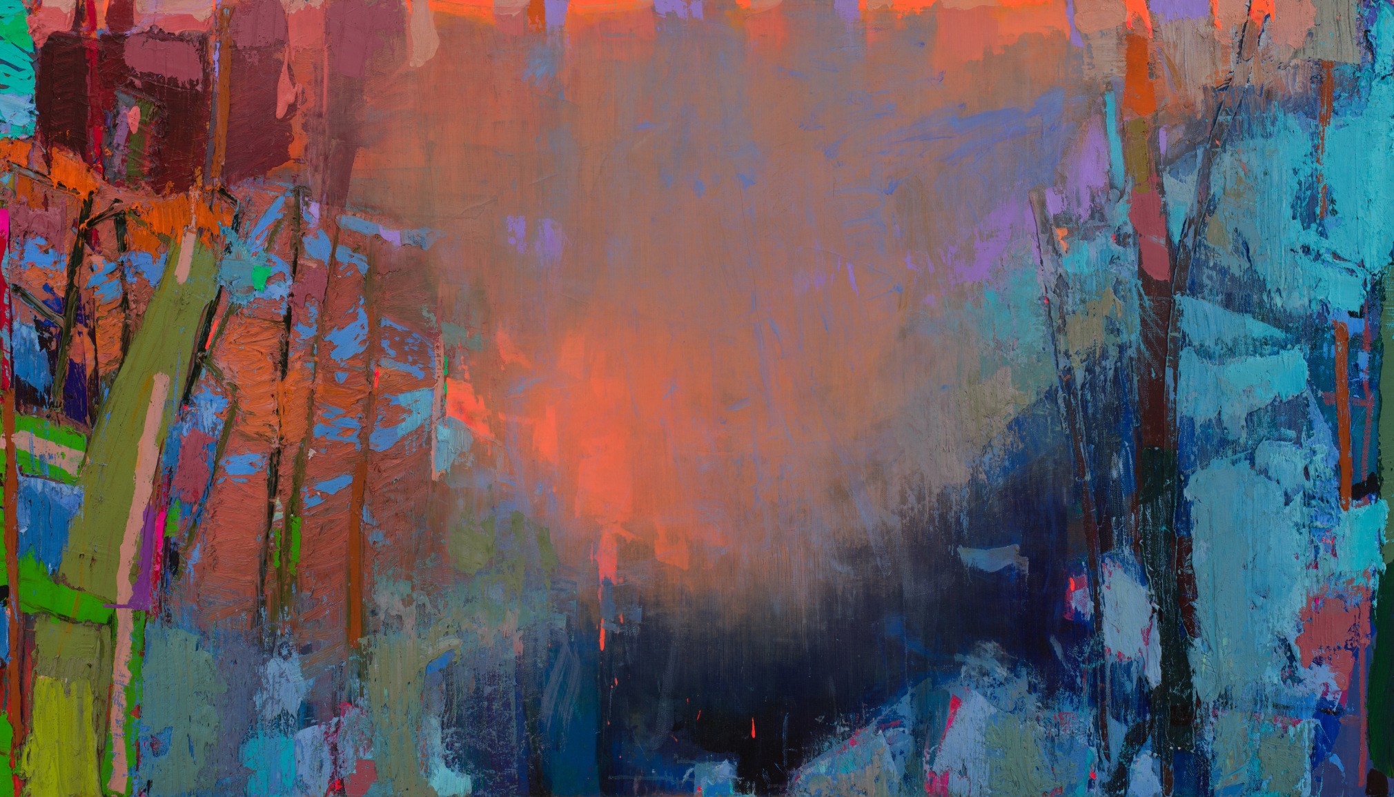 Brian Rutenberg, Banner of the Coast (Silversides), 2021-22, oil on linen, 40 x 70 inches