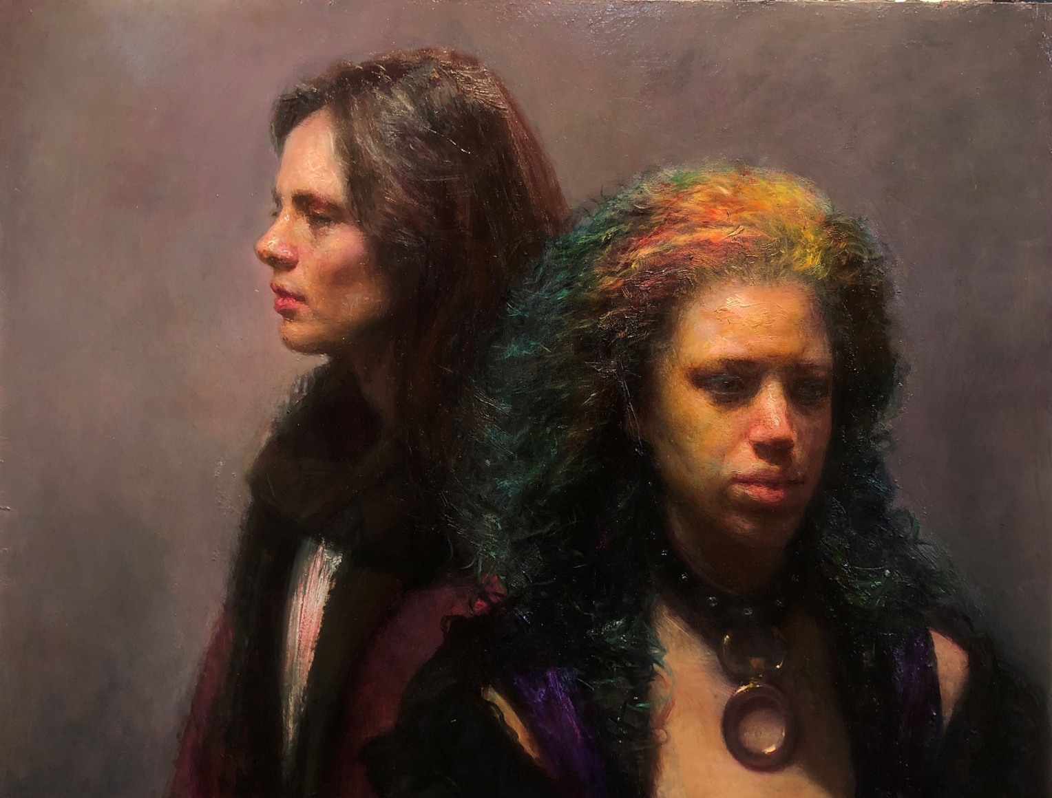 Steven Assael, Gravity and Pat, 2019, oil on panel, 30 x 36 inches