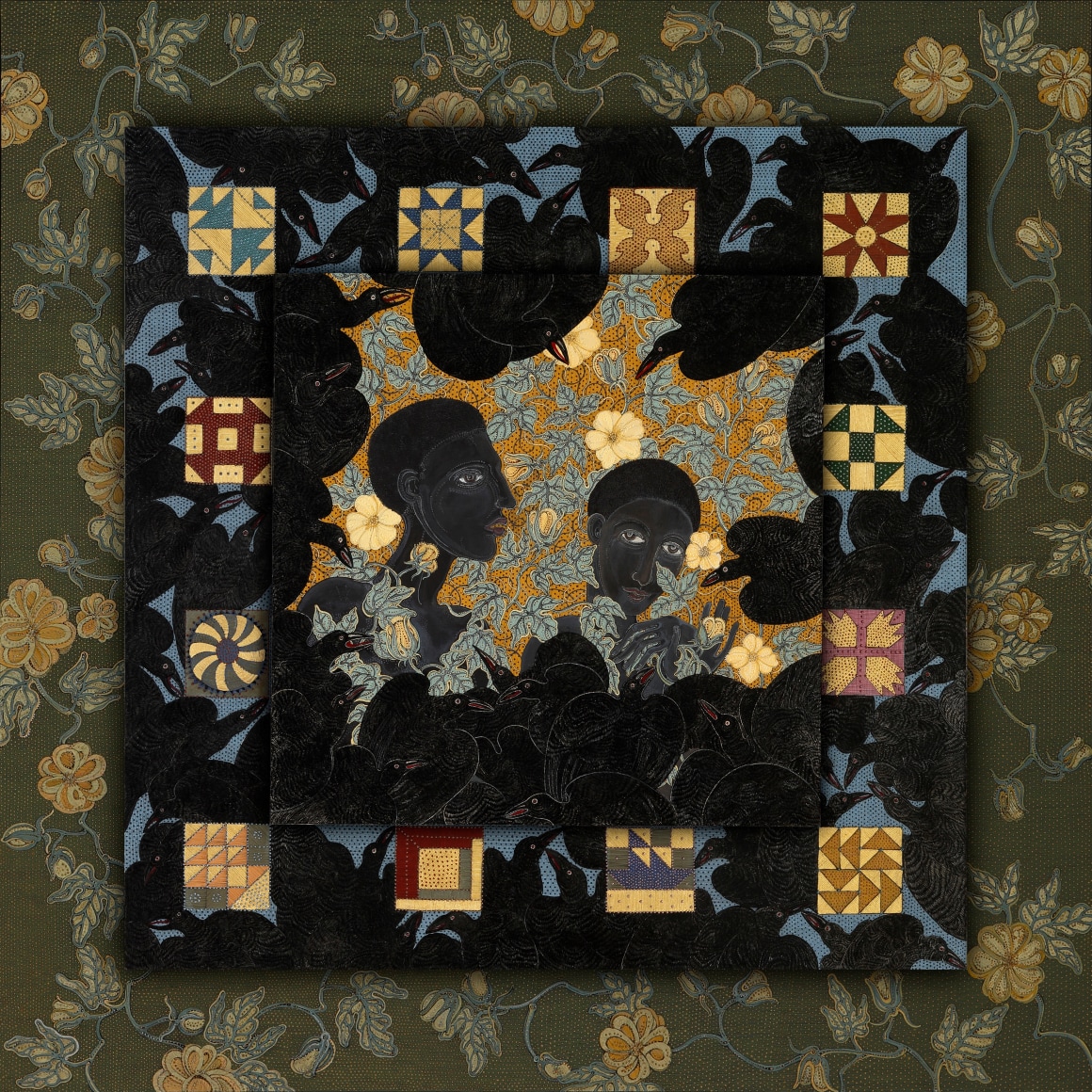 stephanie wilde,Intentional Silence, 2017-18, ink, acrylic and gold leaf on museum board, 26 x 26 inches