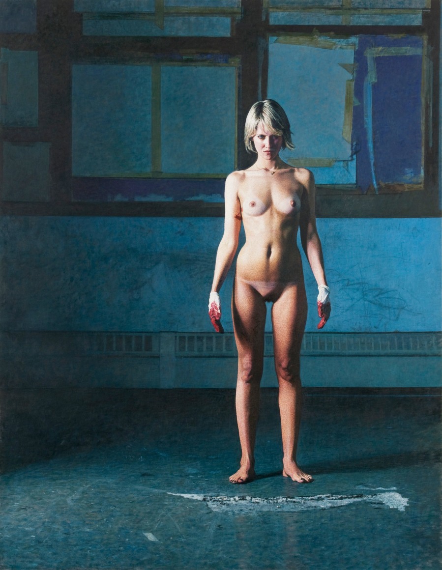 Bernardo Siciliano, Bloody Gloves (SOLD), 2009, oil on canvas, 102 3/8 x 79 3/4 inches