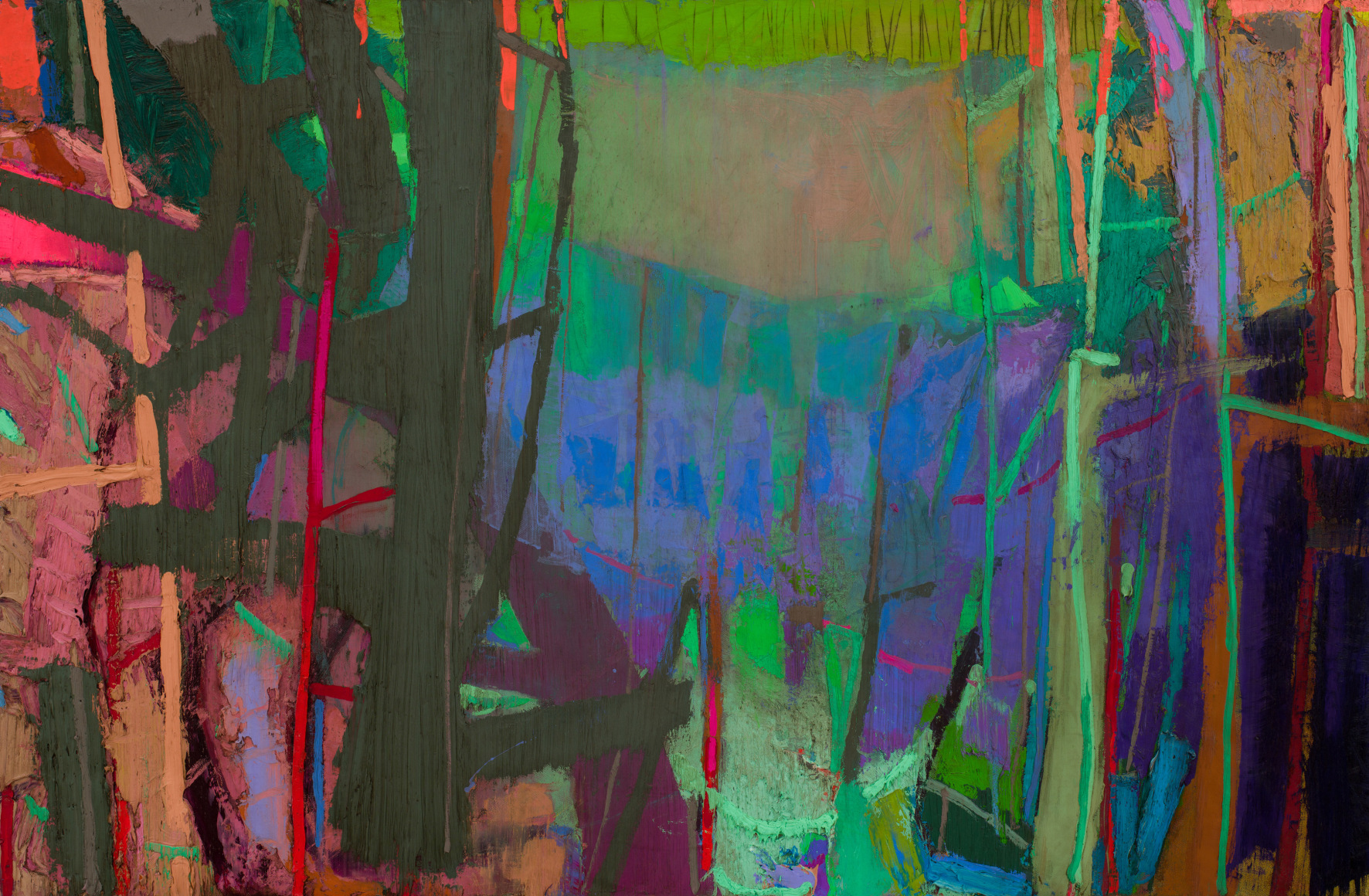 Brian Rutenberg, Banner of the Coast (Winter Almonds), 2021-22, oil on linen, 36 x 55 inches