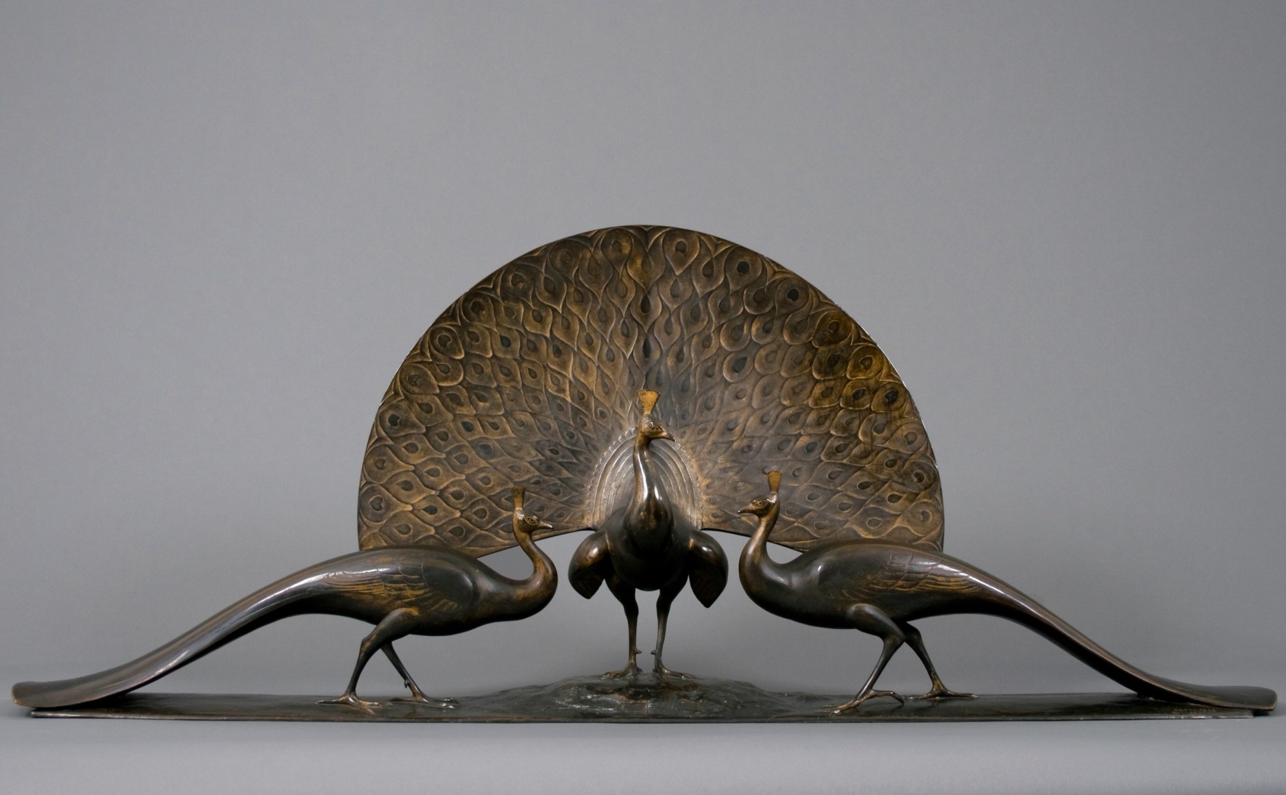 gaston lachaise, Peacocks (SOLD), 1922, bronze, 22 1/2 x 53 x 7 1/2 inches