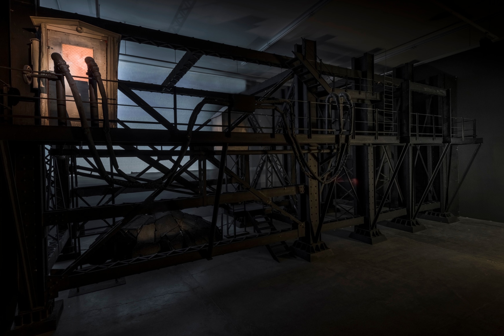 Ship/Dock/Three Houses and the Night Sky, 2023, Installation View - Day