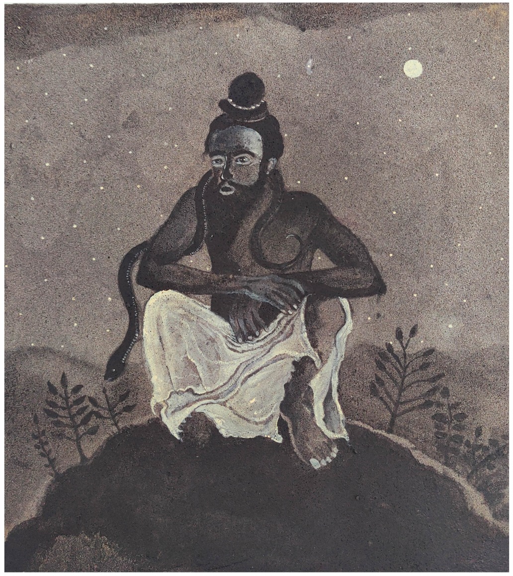 Saint with a snake, 2022, Acrylic on Uerofil coated wood