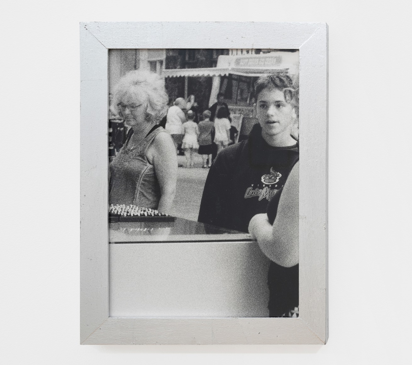 Em Rooney Three Generations at the County Fair, 2021 Silver gelatin print, wood, aluminum leaf, glass 11 x 8½ x 1 in. (framed) 27.9 x 21.6 x 2.5 cm. (framed) ER0001