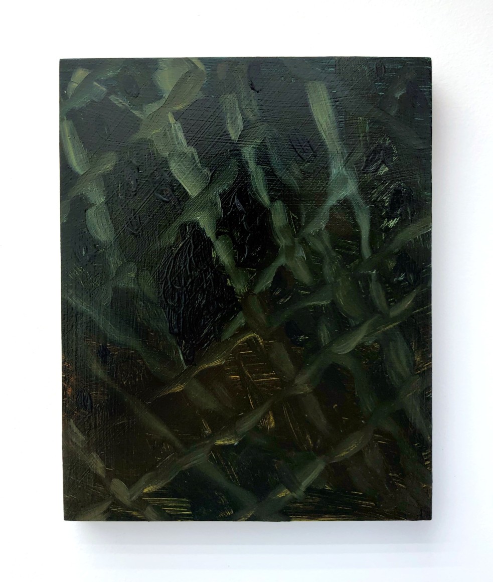 Carrie Cook, "x's", 2019 oil on birch panel 10h x 8w x 1d in 25.40h x 20.32w x 2.54d cm #CC001
