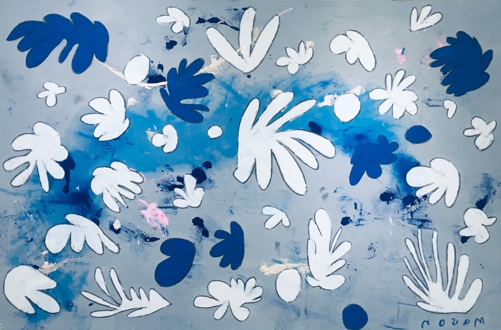 BRINTZ GALLERY_COREY MASON_Delft Leaves, 2018_62x94_Unique Art