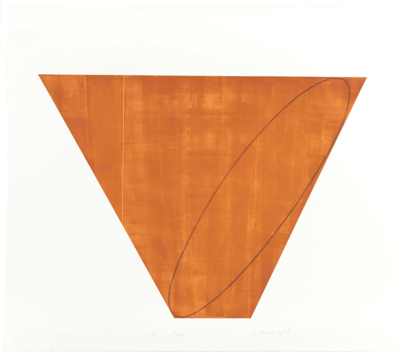 Robert Mangold, born 1937,  III, from Attic Series I (I-V) 1990-1991, Aquatint and Etching on Somerset Satin paper, H 32&quot; x W 36&quot;, Signed Lower Right in Pencil
