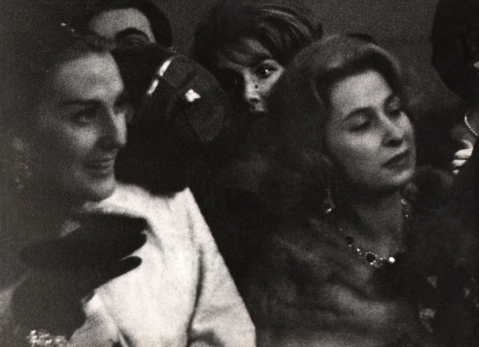 Enrico Cattaneo, Gran Gala (La Scala), 1960. Grainy low-light scene featuring a group of women in formalwear.