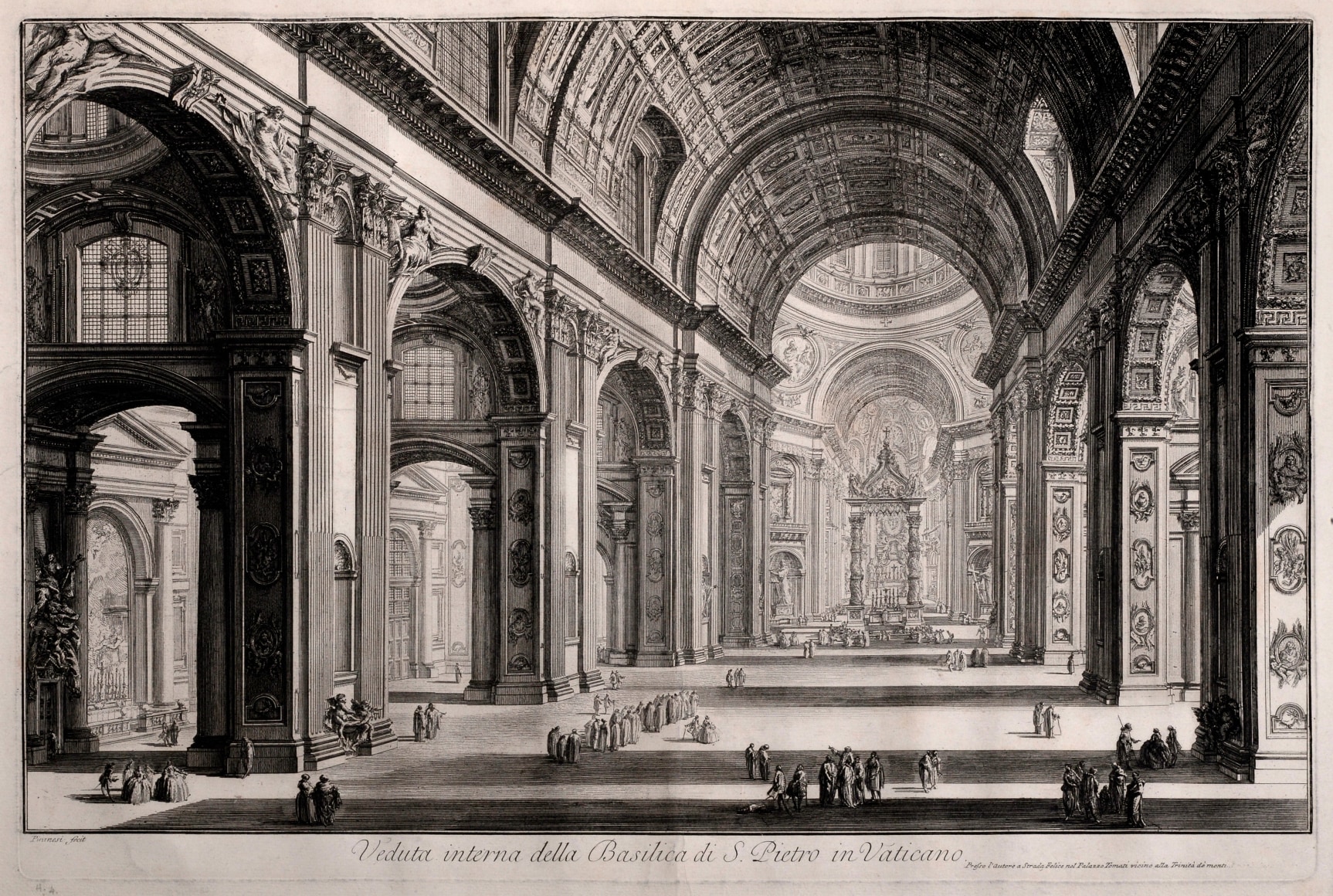 Giovanni Battista&nbsp;Piranesi, Veduta interna della Basilica di S. Pietro in Vaticano; St. Peter&#039;s, interior with the nave, 1748