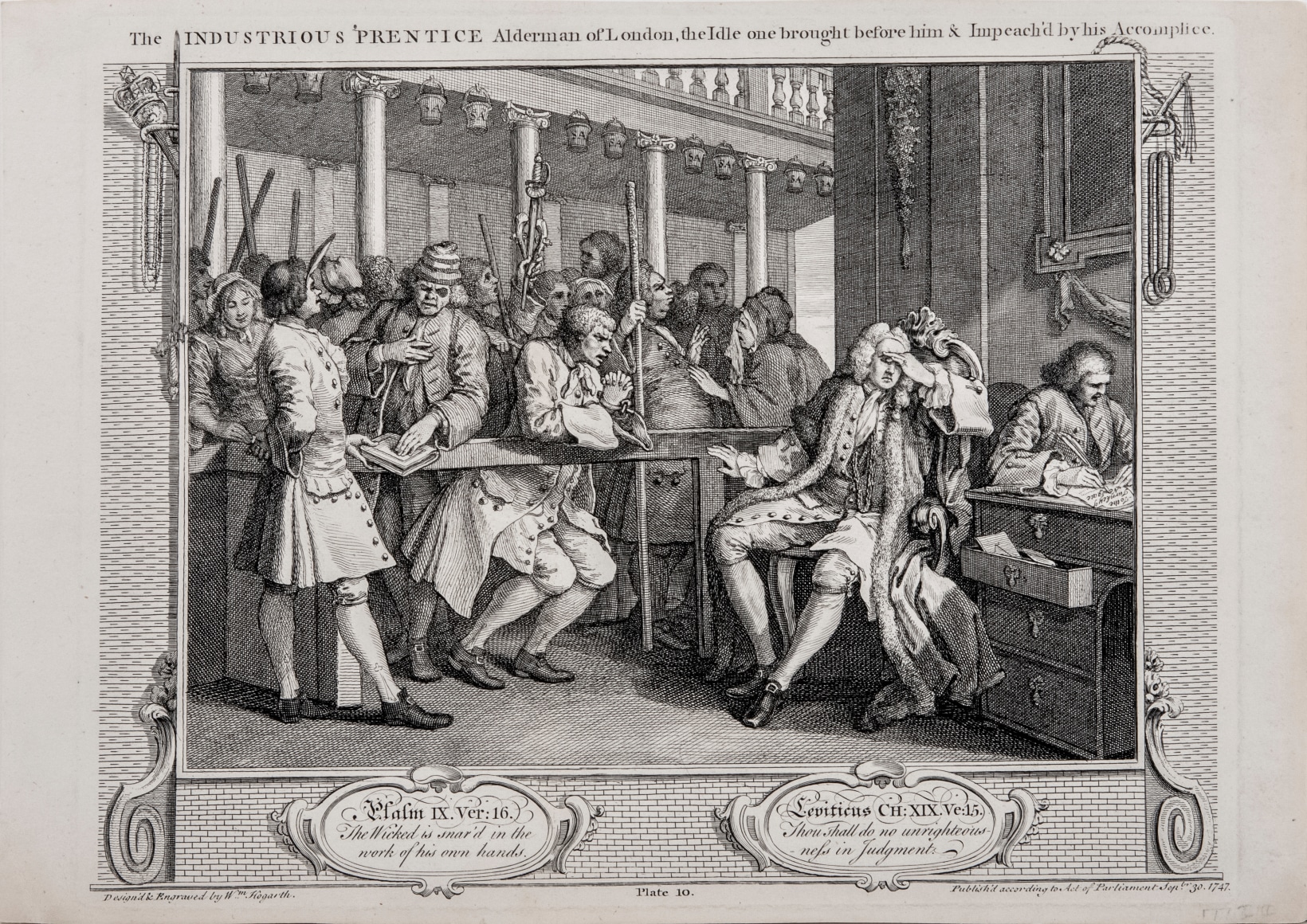 William Hogarth  The Industrious Prentice Alderman of London, the Idle one brought before him &amp;  Impeach&rsquo;d by his Accomplice, pl. 10 from the complete set of twelve