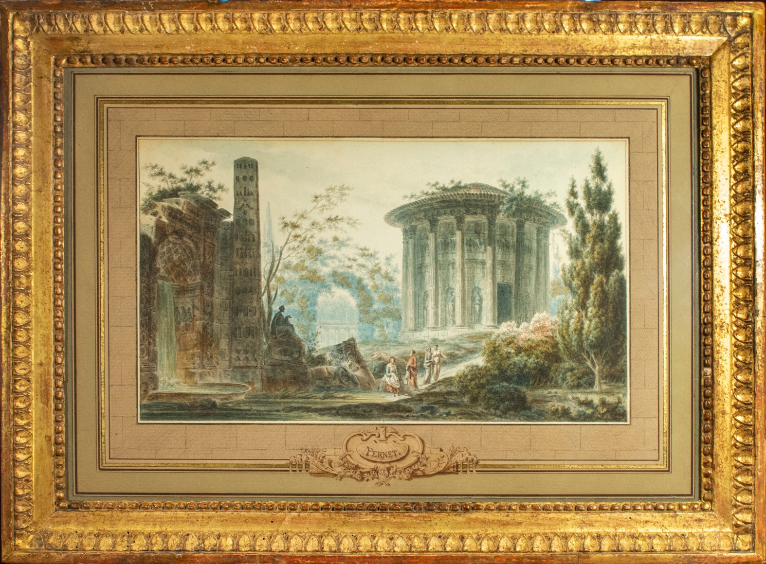 Temples et Monuments (a pair), watercolor on paper,&nbsp;235 x 412 mm.