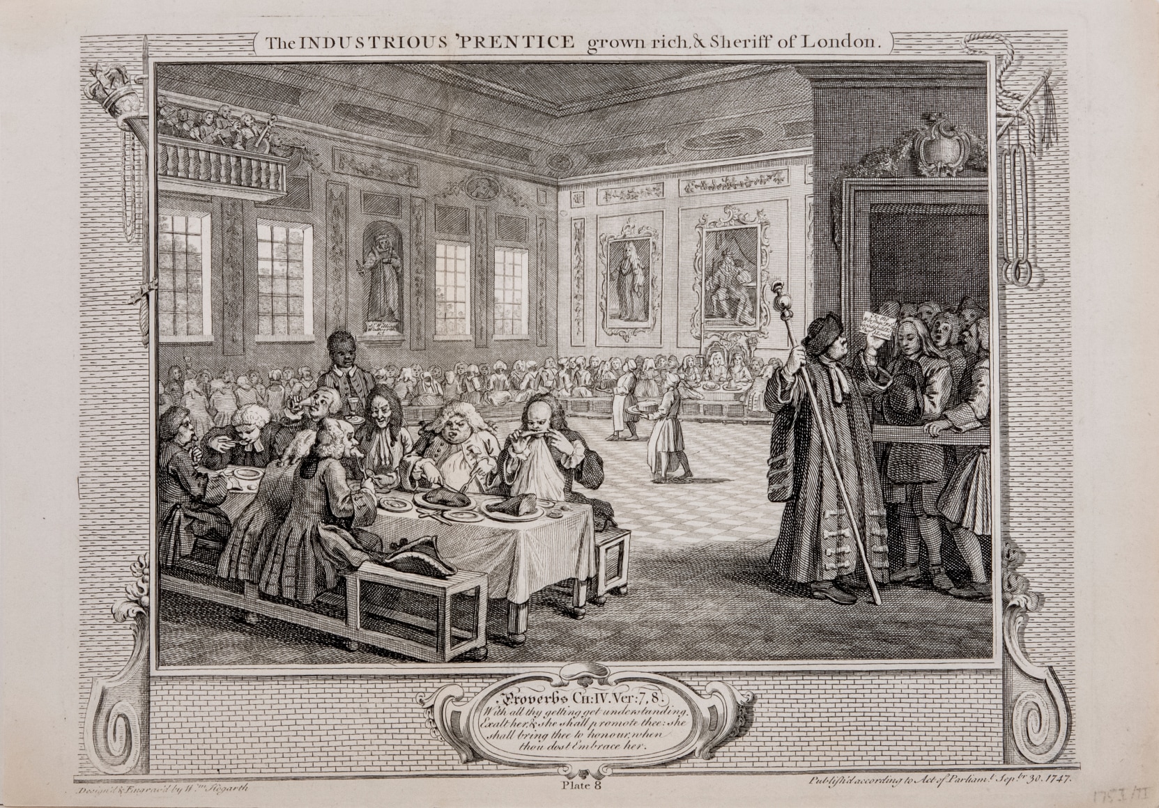 William Hogarth  The Industrious Prentice grown rich, &amp; Sheriff of London, pl. 8 from the complete set of twelve