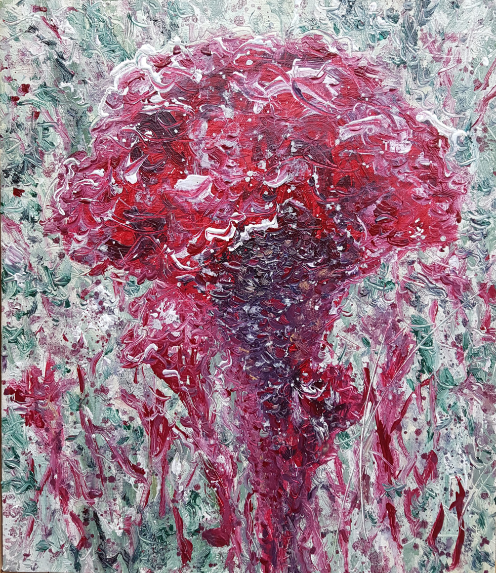 Kim Jiwon. 맨드라미 Mendrami, 2018, oil on linen, 53 x 45 cm. Courtesy of the artist &amp;amp; PKM Gallery.