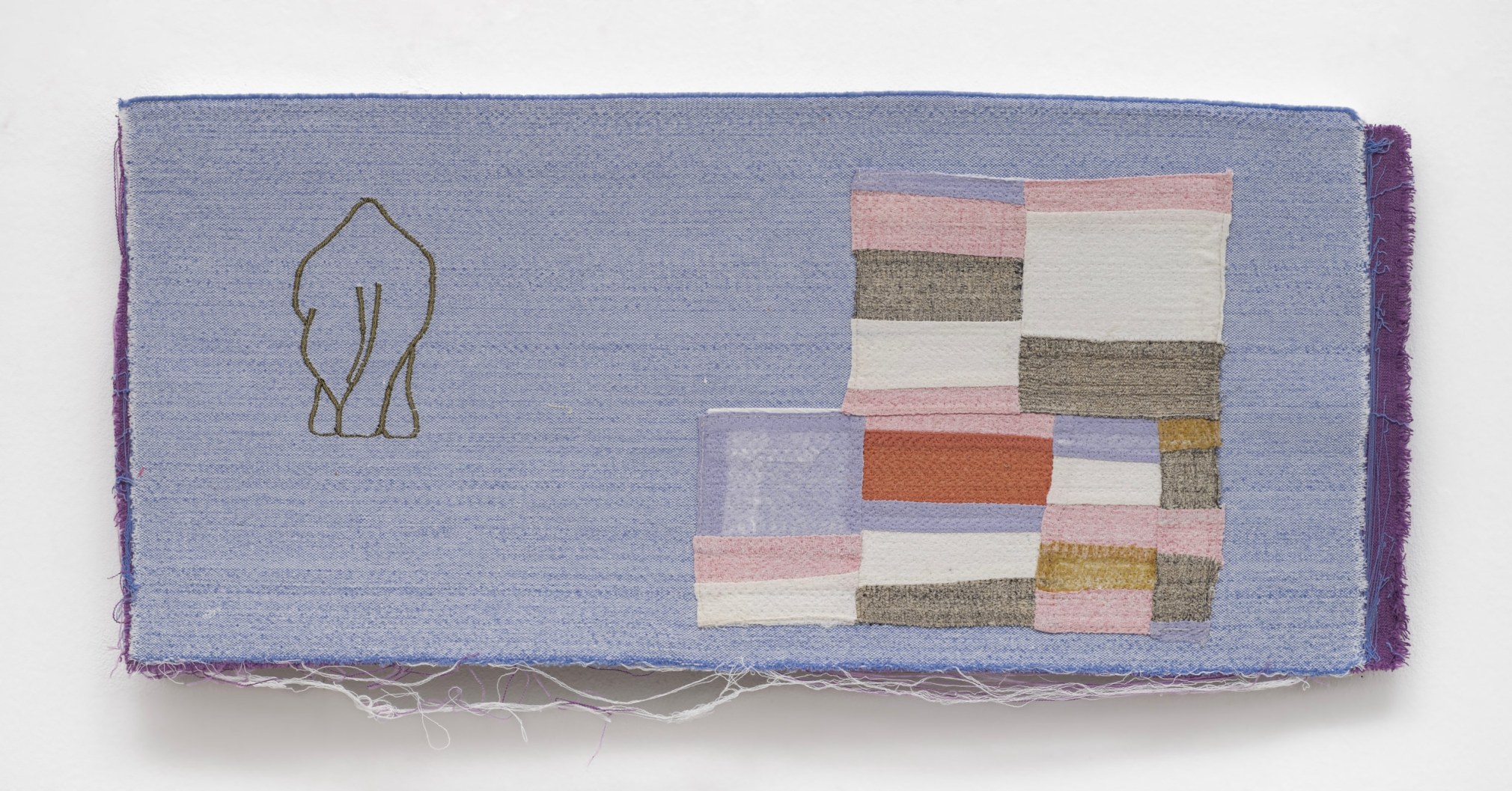 Young In Hong, Elephant Thinking, 2021., Thread, various fabric, 31 x 68.5 cm.