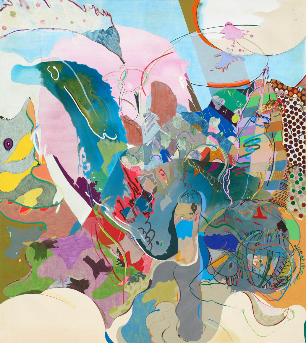 Young Do Jeong. A moonworker, 2015-17. Acrylic, color pencil, graphite, marker, charcoal and conte on canvas, 208 x 185 cm. Courtesy of the artist & PKM Gallery.