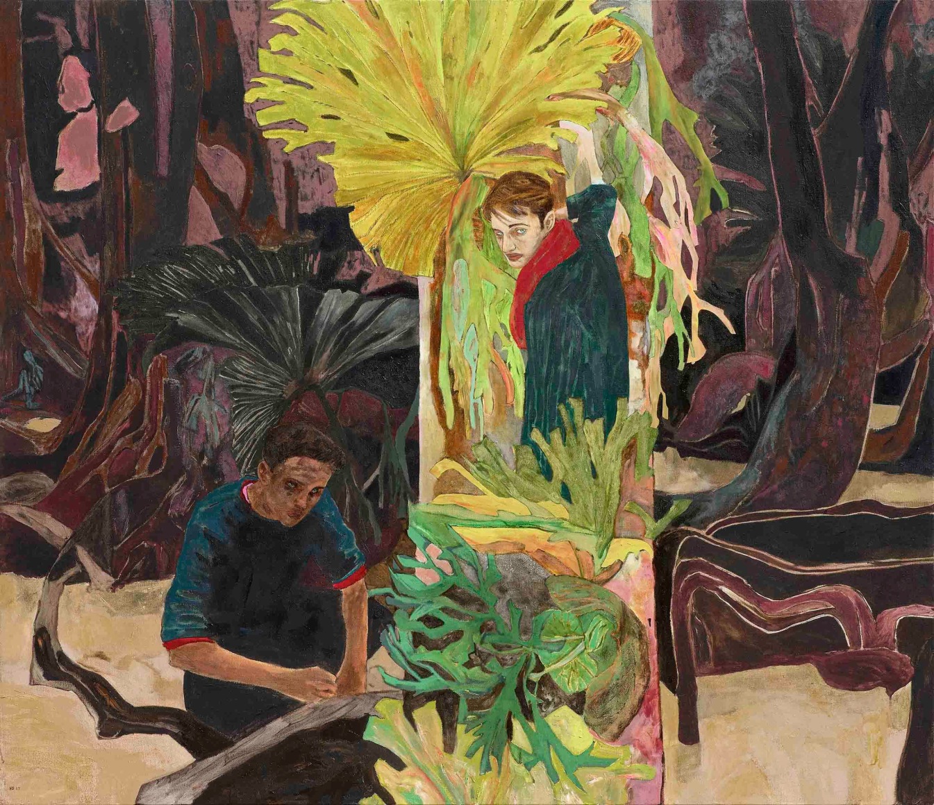 Hernan Bas, the dry river bed (painted ferns), 2017. Acrylic on linen, 213.4 x 182.9 cm., Courtesy of the artist &amp;amp; PKM Gallery.