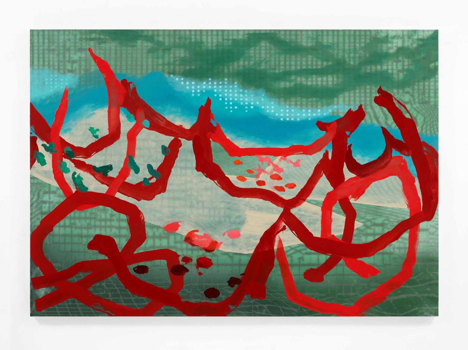 Toby Ziegler, Stones and earth, 2023. Oil paint and inkjet on canvas, 140 x 200 x 4 cm., Courtesy of the artist &amp;amp; PKM Gallery.