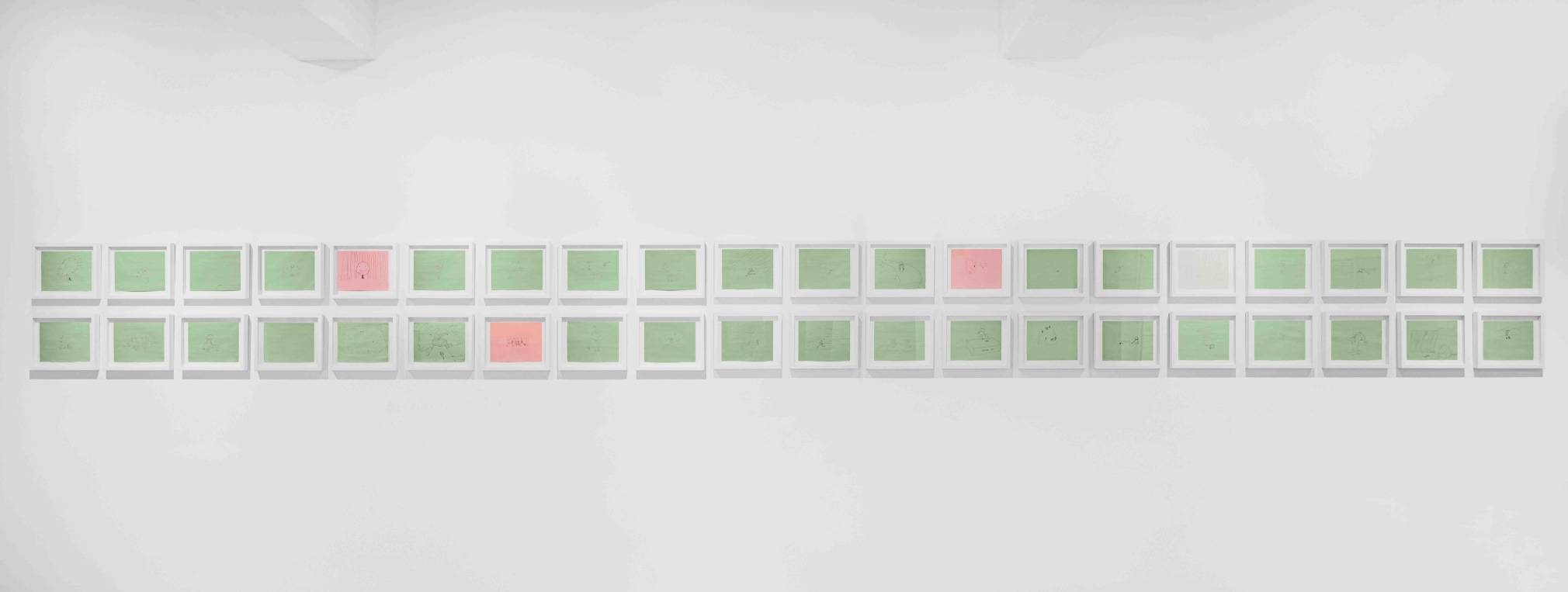 Koo Jeong A, OUSSSEUX, 2007. Drawing, 21.59 x 27.94 cm each, 78pcs., Courtesy of the artist &amp;amp; PKM Gallery.