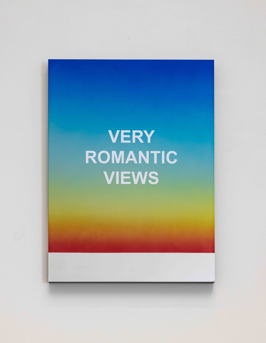Wonwoo Lee, VERY ROMANTIC VIEWS (Edition of 10 + 2AP), 2023. Stainless steel super mirror, steel, paint, silkscreen,, 54 x 40 cm. Courtesy of the artist & PKM Gallery.